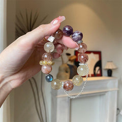 天然水晶紫幽霊月光石ブレスレット