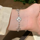 S925シルバー 白蝶貝×四つ葉クローバーブレスレット