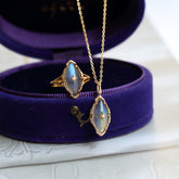 「ファンタジーナイトスター スパークリング ラブラドライト 925シルバーネックレス シンプルヴィンテージデザイン」