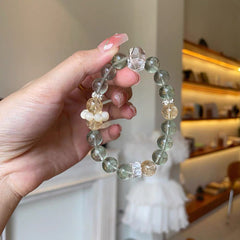 天然グリーン水晶&蛍石ブレスレット|癒しのパワーストーン|黄緑色の美しい輝き