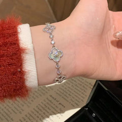 S925シルバー 白蝶貝×四つ葉クローバーブレスレット