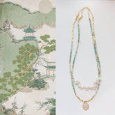 水墨グラデーション天然天河石ビーズ 花びらデザイン ハンドメイドアクセサリー用