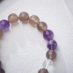 【開運・金運アップ】天然金煙紫メノウ×蛍石ブレスレット