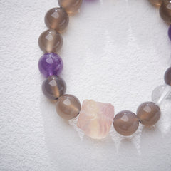 【開運・金運アップ】天然金煙紫メノウ×蛍石ブレスレット