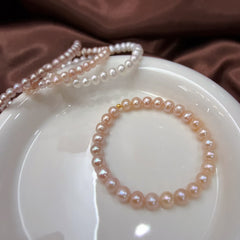 【淡い紫の上品さ】天然淡水真珠ブレスレット