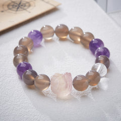 【開運・金運アップ】天然金煙紫メノウ×蛍石ブレスレット