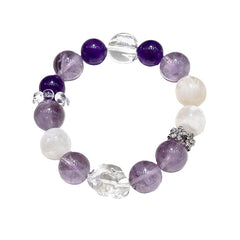 【幸運を呼ぶうさぎ】天然而る紫ウサギ毛の水晶ブレスレット