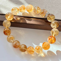 10mm 国風ニッチ天然虎眼石ブレスレット – 黄水晶・白水晶・紫水晶 おしゃれな雰囲気